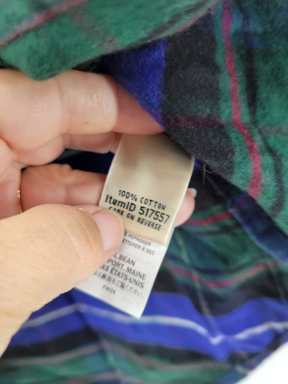 L.L. Bean Women's Scotch Plaid Flannel Shirt, Quarter-Zip Green Blue Size XS - Picture 5 of 6